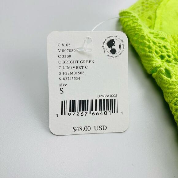 NWT FREE PEOPLE FP One Lyra Crochet Bralette Sz Small Bright Green - Picture 8 of 8